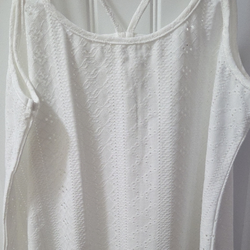 Women's White Eyelet Double-Strap Camisole - Picture 2 of 7